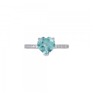 Δαχτυλίδι Ασήμι 925 βαθμών Blue Τοπάζι Καρδιά Επιπλατινωμένο Κωδικός 016483