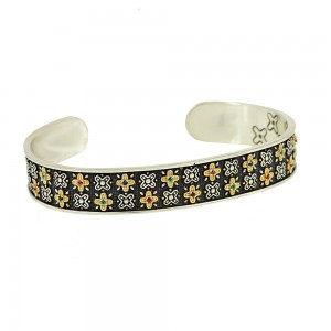 Bicolor bracelet made of 925 sterling silver Plated with yellow and white gold Code B123-1