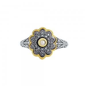 Bicolor ring made of 925 sterling silve Plated with yellow and white gold Code D342