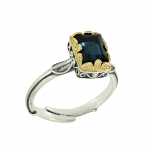 Bicolor ring made of 925 sterling silver Plated with yellow and white gold Code D51