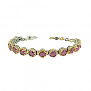 Bicolor bracelet made of 925 sterling silver Plated with yellow and white gold Pink Code B50
