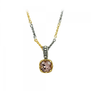Bicolor necklace made of 925 sterling silve Plated with yellow and white gold Pink Code M42
