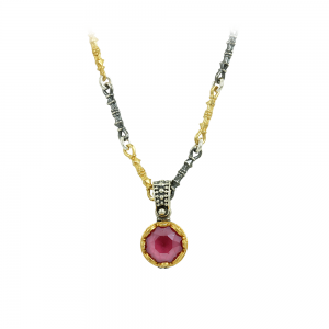 Bicolor necklace made of 925 sterling silve Plated with yellow and white gold Pink Code M50