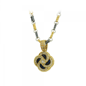 Bicolor necklace made of 925 sterling silve Plated with yellow and white gold Code M274