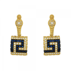 Bicolor earrings made of 925 sterling silver Plated with yellow and white gold Code S251