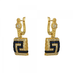 Bicolor earrings made of 925 sterling silver Plated with yellow and white gold Code S251