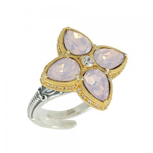 Bicolor ring made of 925 sterling silver Plated with yellow and white gold Code D156