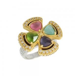 Bicolor ring made of 925 sterling silver Plated with yellow and white gold Code D165-2