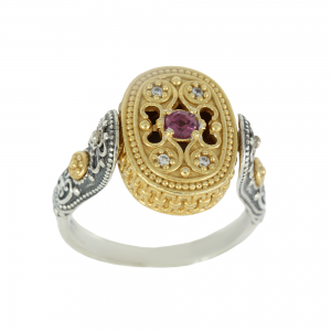 Bicolor ring made of 925 sterling silver Double side Plated with yellow and white gold Code D69