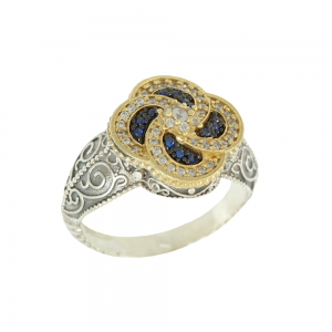 Bicolor ring made of 925 sterling silve Plated with yellow and white gold Code D312