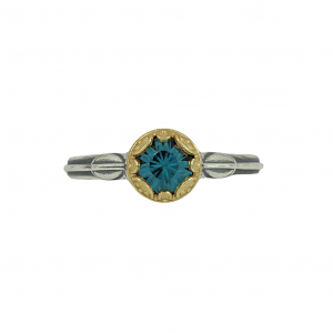 Bicolor ring made of 925 sterling silver Plated with yellow and white gold Blue Code D50