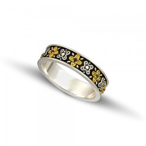 Bicolor ring made of 925 sterling silver Plated with yellow and white gold Code D123