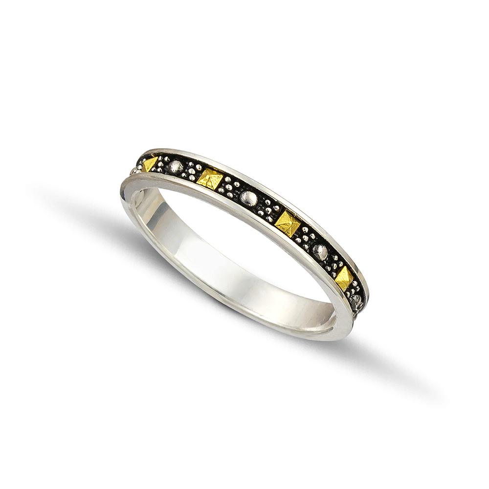 Δίχρωμο δαχτυλίδι - βέρα από ασήμι 925 βαθμών Επιχρυσωμένο με κίτρινο και λευκό χρυσό Κωδικός D127Α