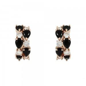 Earrings made of pink gold steel Zircon crystals Code 008946