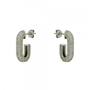 Earrings made of Steel Hoop Zircon crystals Code 008955