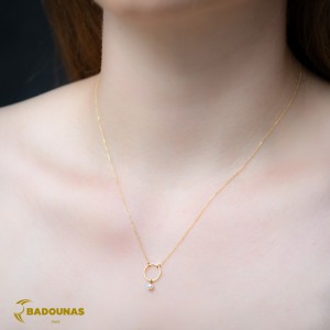 Necklace Cycle Yellow gold K14 with pearl Code 005196