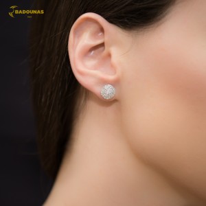 Earrings White gold K14 with semiprecious stones Code 005222