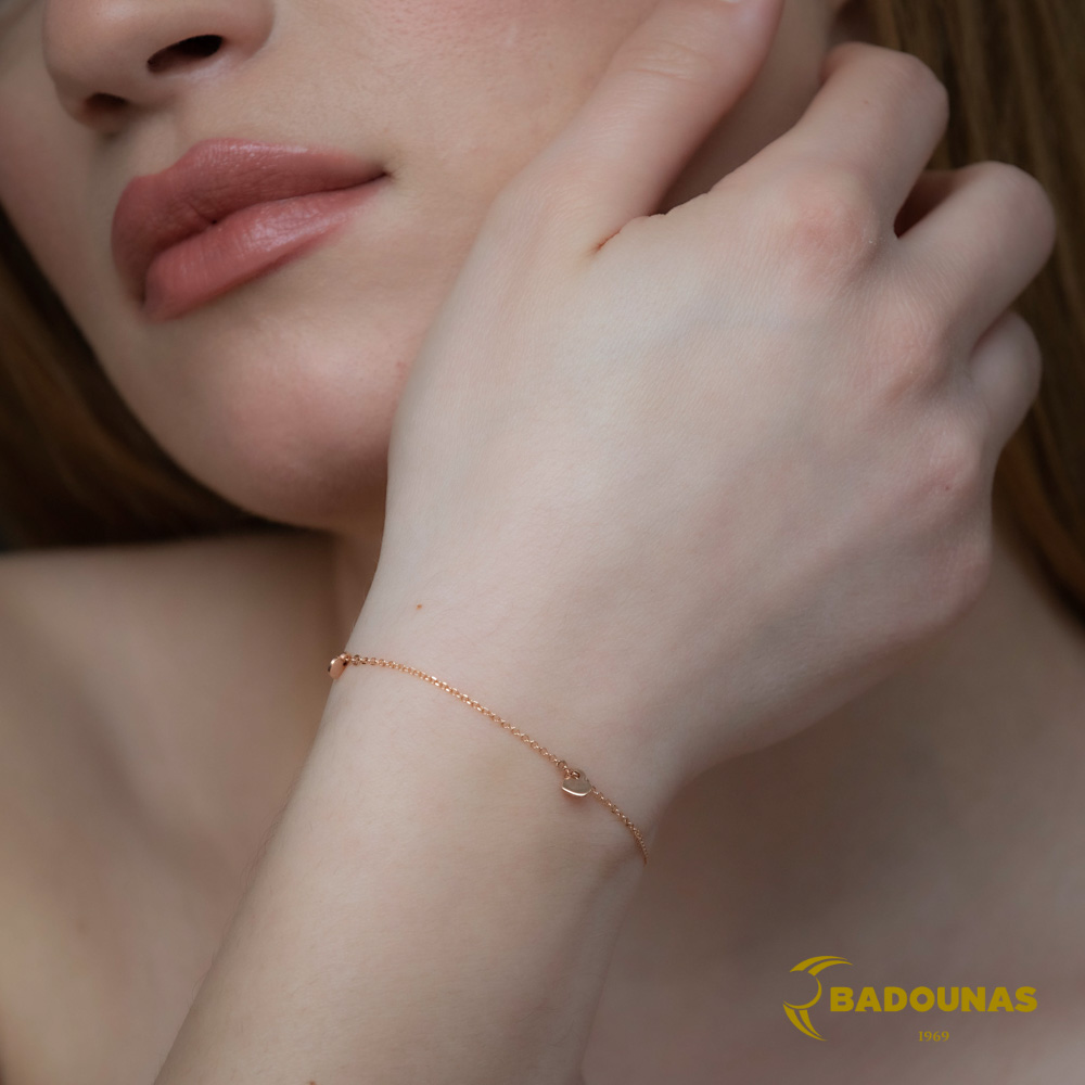 Βραχιόλι Καρδιές Ροζ χρυσός K14 Κωδικός 005588