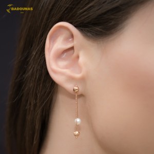 Earrings Pink gold K14 with pearls Code 005938