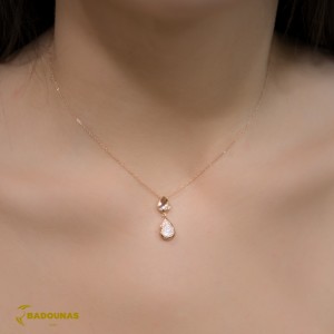 Κολιέ Ροζ χρυσός Κ14 με ημιπολύτιμες πέτρες Κωδικός 006095 