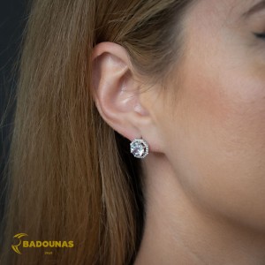 Earrings of Silver 925 White gold plated Code 006116