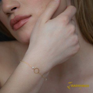 Bracelet Yellow gold K14 with diamonds Code 006377