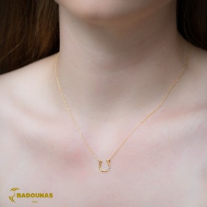 Κολιέ πέταλο Κίτρινος χρυσός Κ14 με διαμάντια Κωδικός 006577