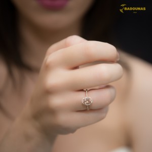 RingRosette Pink gold K18 with Morganite and Diamonds K18 Code 006702 