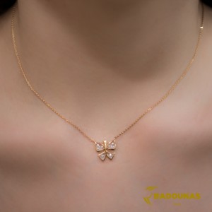 Κολιέ Πεταλούδα Ροζ χρυσός Κ18 με διαμάντια Κωδικός 006783 