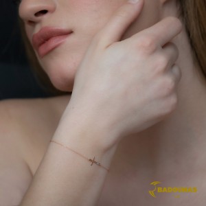 Bracelet Cross Pink gold K14 with diamond Code 007255