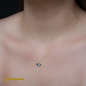 Necklace Eye motif Yellow gold K14 with Ceramic Code 007307