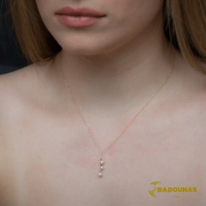 Necklace Pink gold K14 with pearls Code 007548