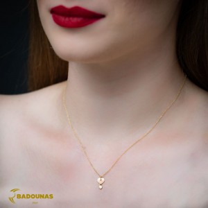 Necklace heart shape Yellow gold K14 with diamond Code 007560