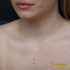 Necklace Yellow gold K14 with pearls Code 007568