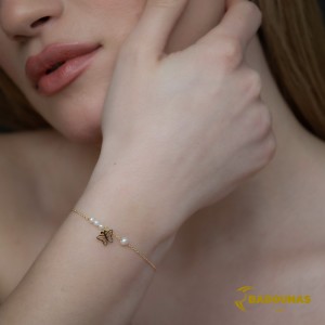 Bracelet Butterfly Yellow gold K14 with pearls Code 007585