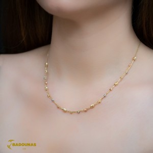Necklace Yellow, pink and white gold  K14 Code 007991