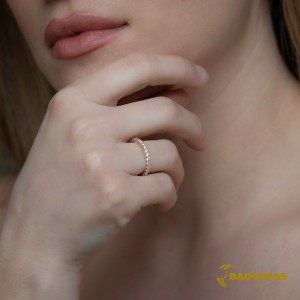 Ring Pink gold K14 with semiprecious crystals Code 008058