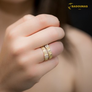 Δαχτυλίδι Κίτρινος χρυσός Κ14 με ημιπολύτιμες πέτρες Κωδικός 008129