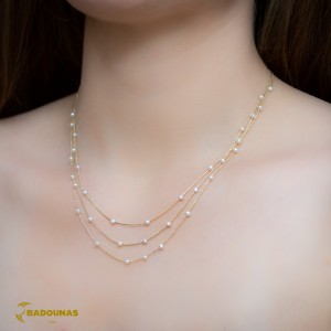 Necklace Yellow gold  K14 with pearls Code 008167