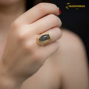 Δαχτυλίδι Κίτρινος χρυσός Κ14 με London Blue Τοπάζι Κωδικός 008174
