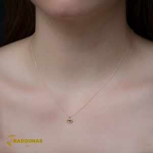 Necklace Pink gold K14 with black color Diamond Code 008478