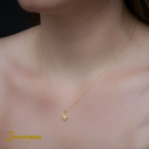 Cross with chain Yellow gold K14 with diamond code 008503
