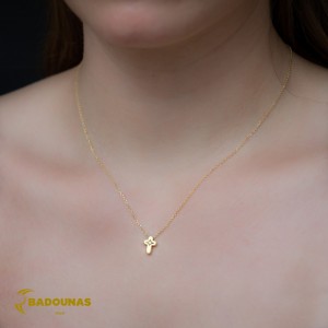 Cross with chain Yellow gold K14 with diamond code 008504