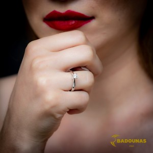 Μονόπετρο δαχτυλίδι Λευκός χρυσός Κ18 με διαμάντι πιστοποίησης GIA Κωδικός 008616
