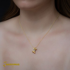 Necklace Yellow and white gold K18 with diamonds Code 008747