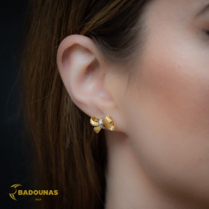 Earrings Yellow and white gold K18 with diamonds Code 008757