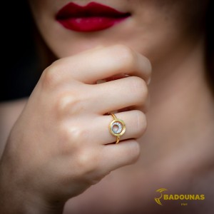 Ring Yellow and white gold K18 with diamonds Code 008820