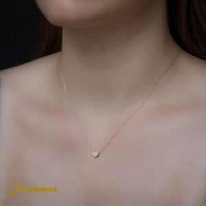 Necklace heart shape Pink gold K18 with diamonds Code 008825