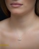 Cross with chain, White and pink gold K18 with Brilliant cut diamonds Code 008929