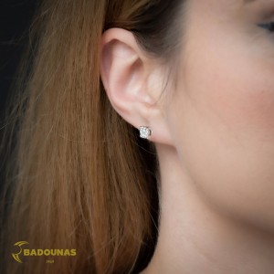 Diamond earrings White gold K18 Brilliant cut Code 008982